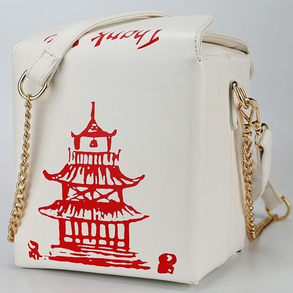 The Box Bag for Women's Chinese Print Leather White #819 - Picture 7 of 15